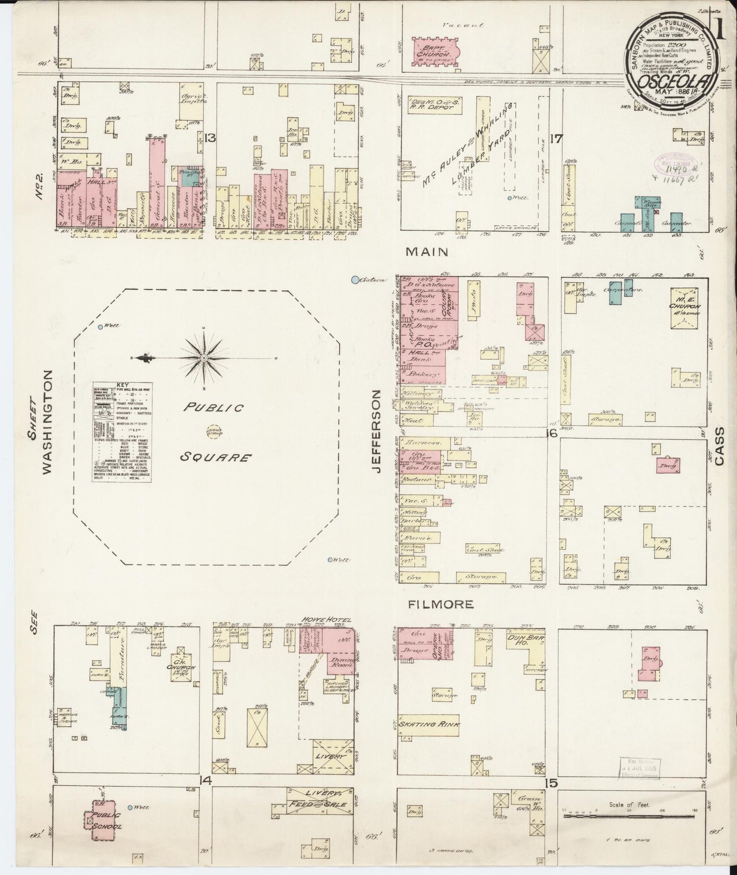 Sanborn Fire Insurance Map from Osceola, Clarke County, Iowa (1886), Sheet #0001 - Historic Sanborn Fire Insurance Map Print