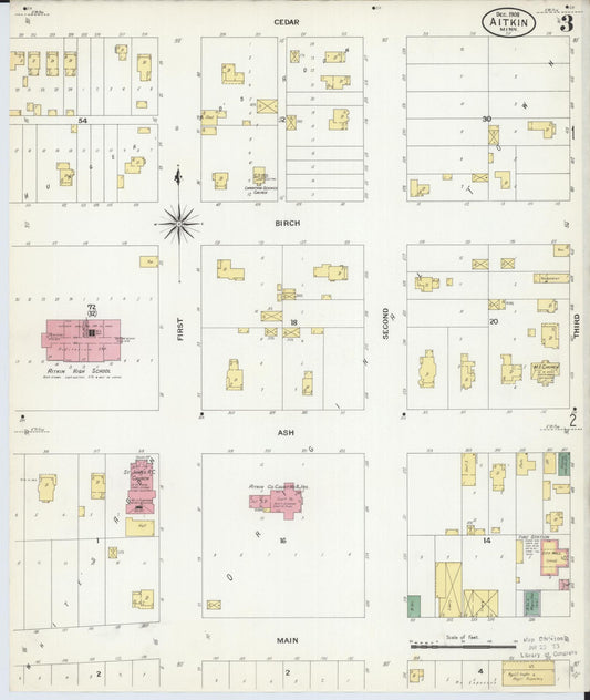Sanborn Fire Insurance Map from Aitkin, Aitkin County, Minnesota (1908), Sheet #0003 - Historic Sanborn Fire Insurance Map Print, vintage old map wall art, antique decor, genealogy gift, Minnesota Minnesota map