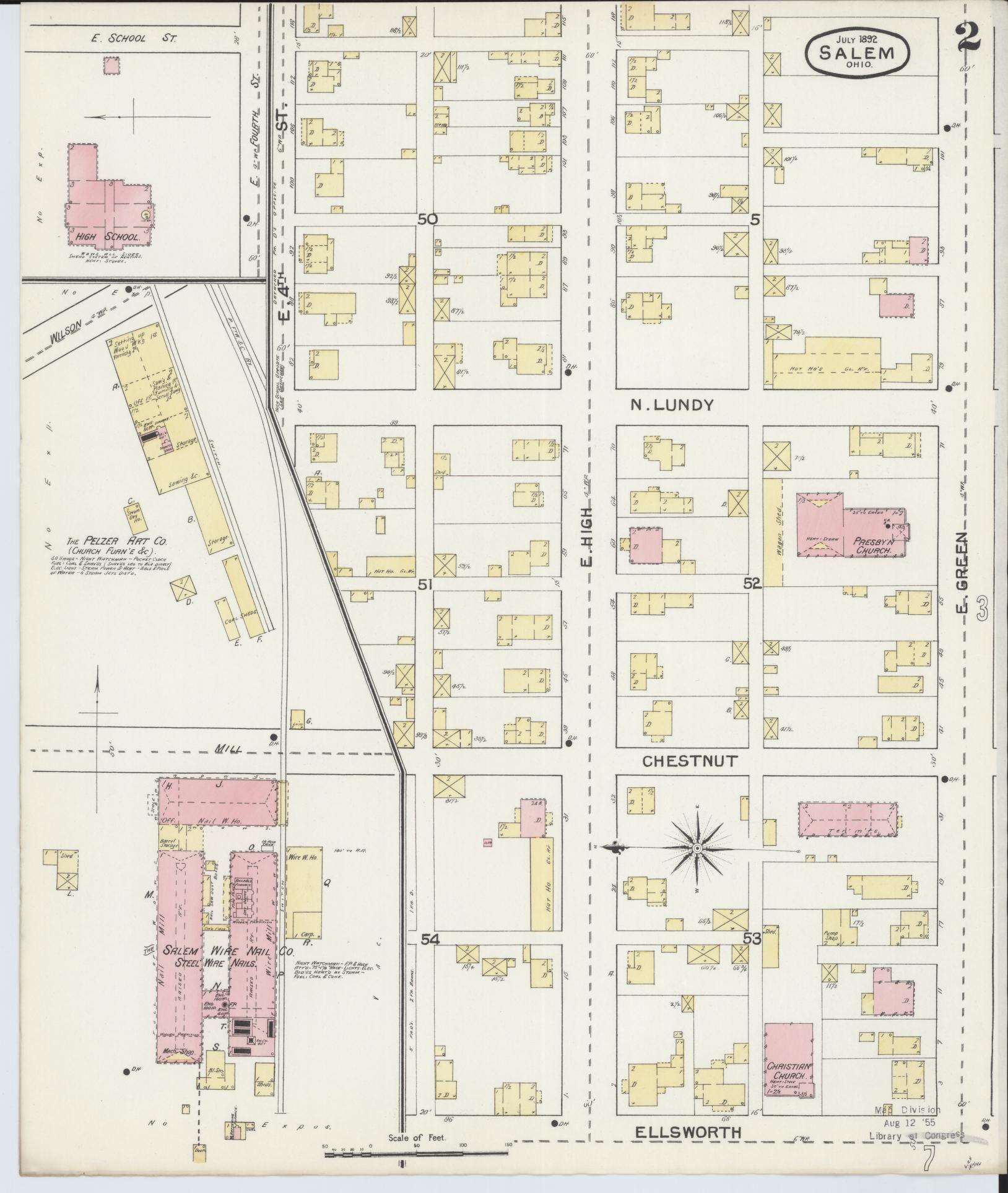 Sanborn Fire Insurance Map from Salem, Columbiana County, Ohio (1892), Sheet #0002 - Complete Map Set gallery image, historic Sanborn map, vintage wall art, Ohio Ohio
