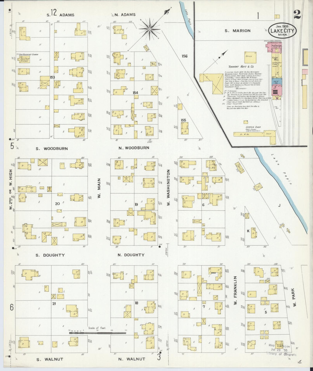 Sanborn Fire Insurance Map from Lake City, Wabasha County, Minnesota (1909), Sheet #0002 - Complete Map Set gallery image, historic Sanborn map, vintage wall art, Minnesota Minnesota