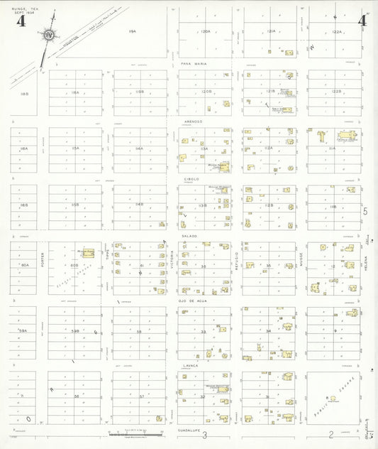 Sanborn Fire Insurance Map from Runge, Karnes County, Texas (1934), Sheet #0004 - Historic Sanborn Fire Insurance Map Print, vintage old map wall art, antique decor, genealogy gift, Texas Texas map