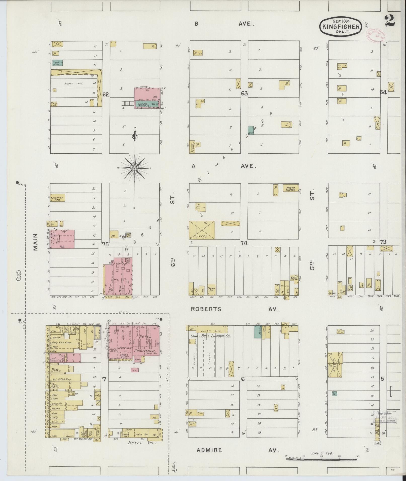 Sanborn Fire Insurance Map from Kingfisher, Kingfisher County, Oklahoma (1894), Sheet #0002 - Complete Map Set gallery image, historic Sanborn map, vintage wall art, Oklahoma Oklahoma