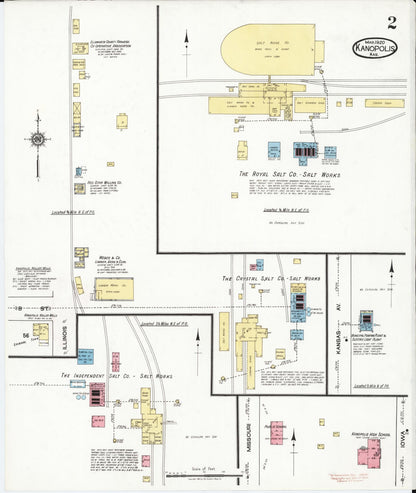 Sanborn Fire Insurance Map from Kanopolis, Ellsworth County, Kansas (1920), Sheet #0002 - Complete Map Set gallery image, historic Sanborn map, vintage wall art, Kansas Kansas