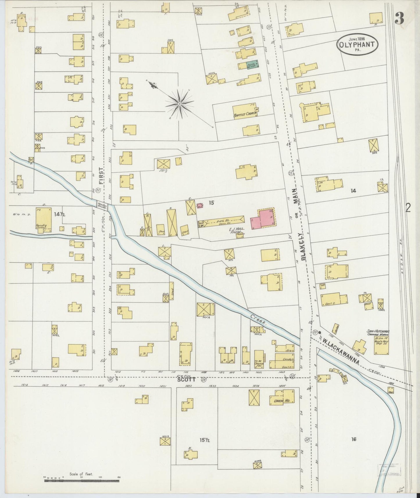 Sanborn Fire Insurance Map from Olyphant, Lackawanna County, Pennsylvania (1898), Sheet #0003 - Complete Map Set gallery image, historic Sanborn map, vintage wall art, Pennsylvania Pennsylvania