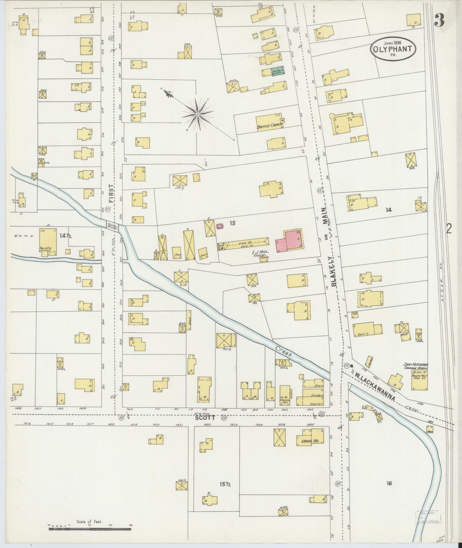 Sanborn Fire Insurance Map from Olyphant, Lackawanna County, Pennsylvania (1898), Sheet #0003 - Complete Map Set gallery image, historic Sanborn map, vintage wall art, Pennsylvania Pennsylvania