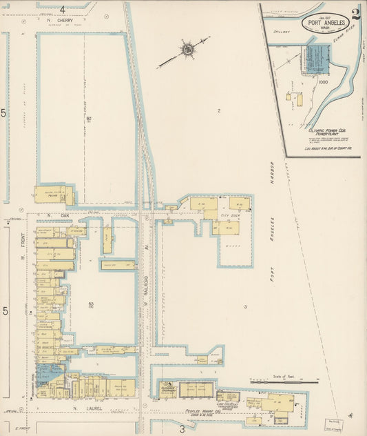 Sanborn Fire Insurance Map from Port Angeles, Clallam County, Washington (1917), Sheet #0002 - Historic Sanborn Fire Insurance Map Print, vintage old map wall art, antique decor, genealogy gift, Washington Washington map