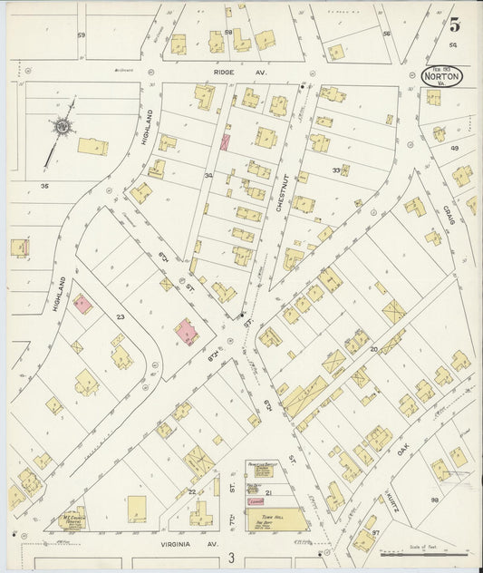 Sanborn Fire Insurance Map from Norton, Independent Cities, Virginia (1913), Sheet #0005 - Historic Sanborn Fire Insurance Map Print, vintage old map wall art, antique decor, genealogy gift, Virginia Virginia map