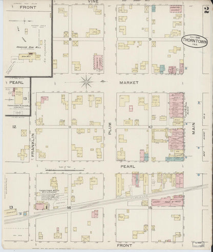 Sanborn Fire Insurance Map from Thorntown, Boone County, Indiana (1886), Sheet #0002 - Historic Sanborn Fire Insurance Map Print, vintage old map wall art, antique decor, genealogy gift, Indiana Indiana map