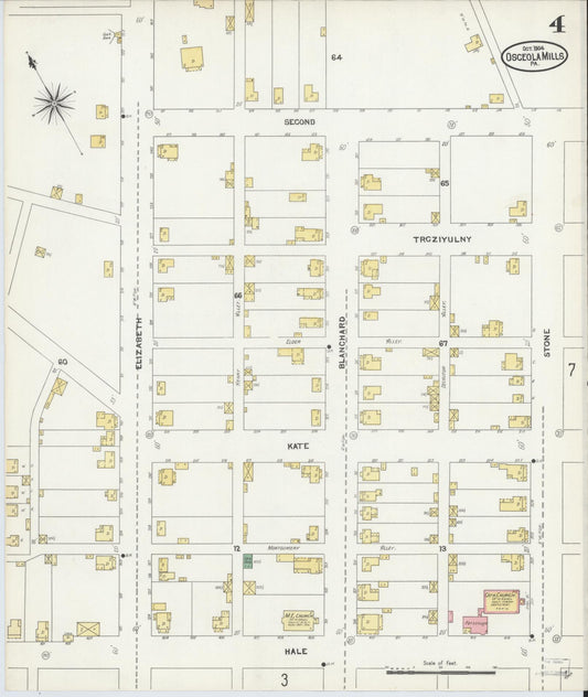 Sanborn Fire Insurance Map from Osceola Mills, Clearfield County, Pennsylvania (1904), Sheet #0004 - Historic Sanborn Fire Insurance Map Print, vintage old map wall art, antique decor, genealogy gift, Pennsylvania Pennsylvania map