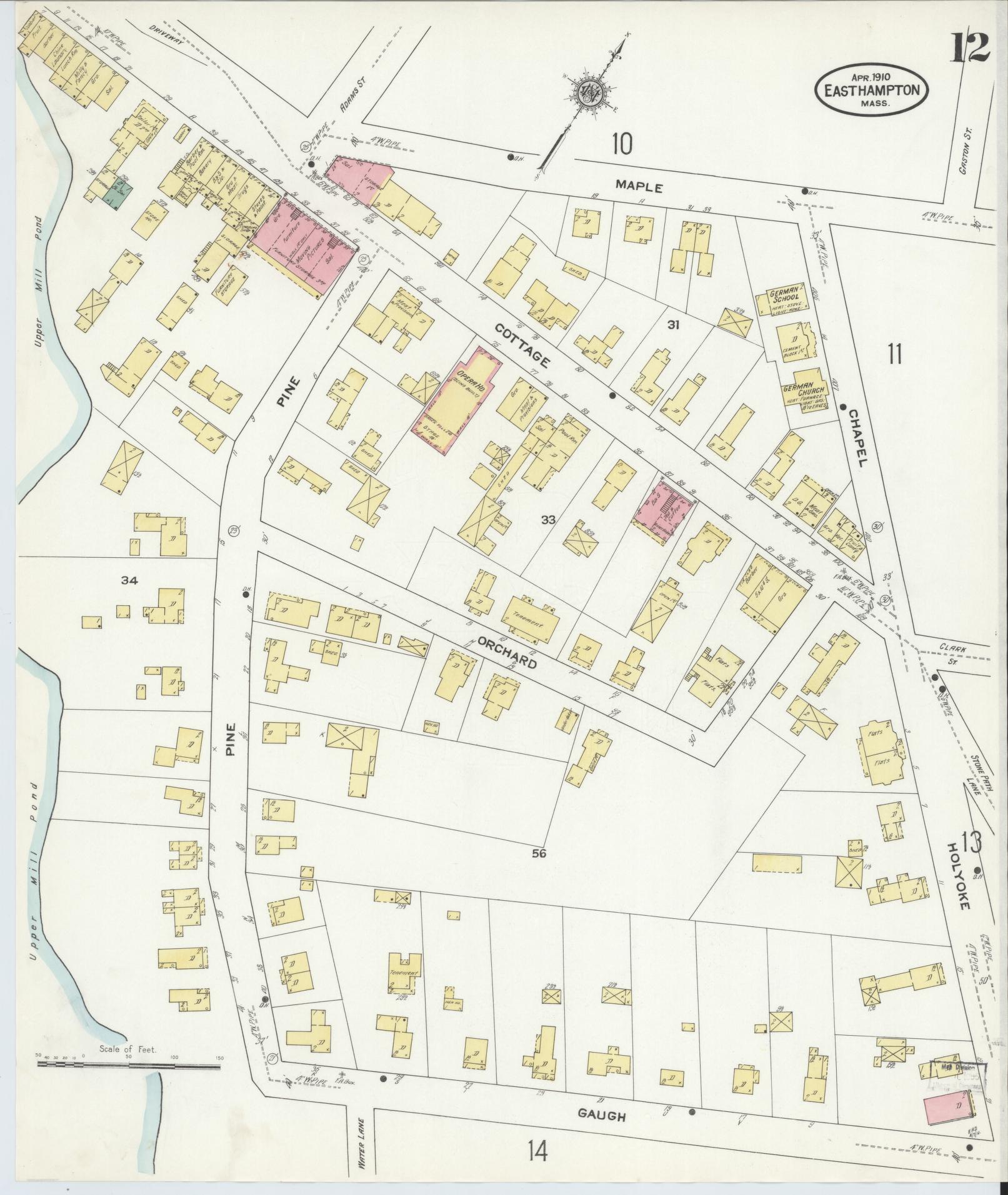 Sanborn Fire Insurance Map from East Hampton, Hampshire County, Massachusetts (1910), Sheet #0012 - Complete Map Set gallery image, historic Sanborn map, vintage wall art, Massachusetts Massachusetts
