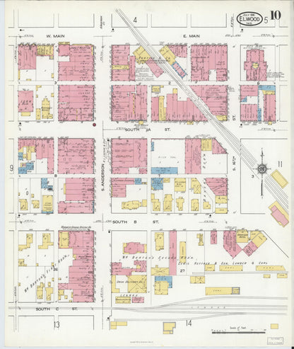 Sanborn Fire Insurance Map from Elwood, Madison County, Indiana (1916), Sheet #0010 - Complete Map Set gallery image, historic Sanborn map, vintage wall art, Indiana Indiana