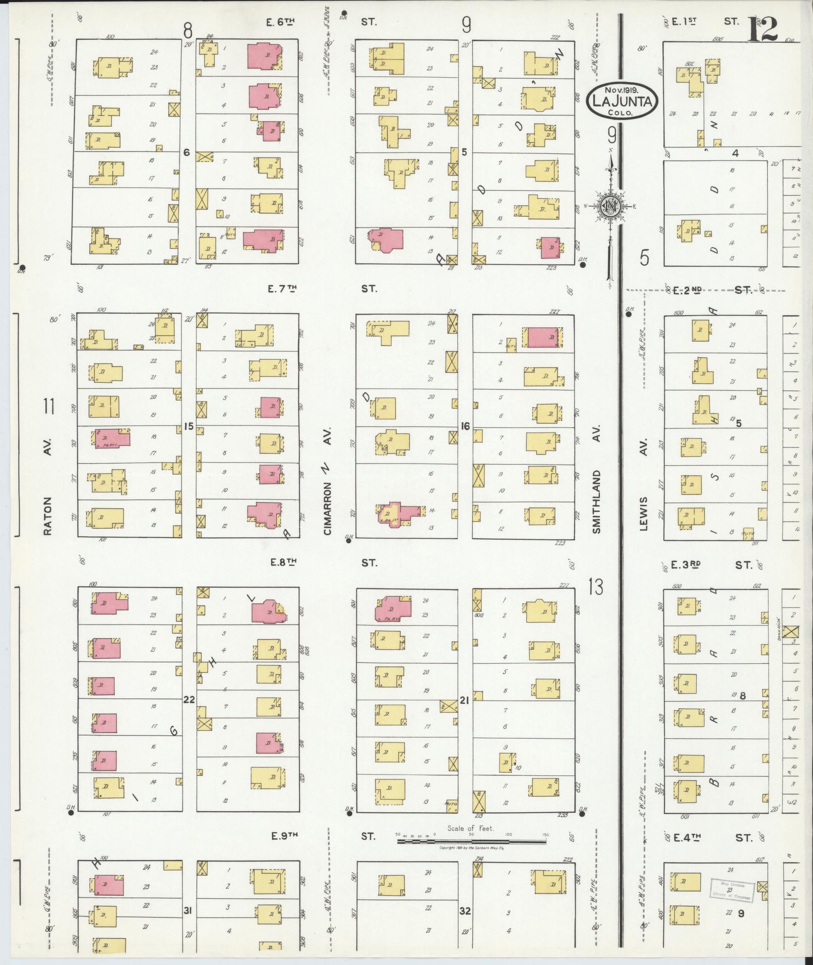 Sanborn Fire Insurance Map from La Junta, Otero County, Colorado (1919), Sheet #0012 - Complete Map Set gallery image, historic Sanborn map, vintage wall art, Colorado Colorado