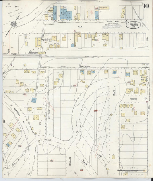 Sanborn Fire Insurance Map from Miami, Gila County, Arizona (1948), Sheet #0010 - Historic Sanborn Fire Insurance Map Print, vintage old map wall art, antique decor, genealogy gift, Arizona Arizona map