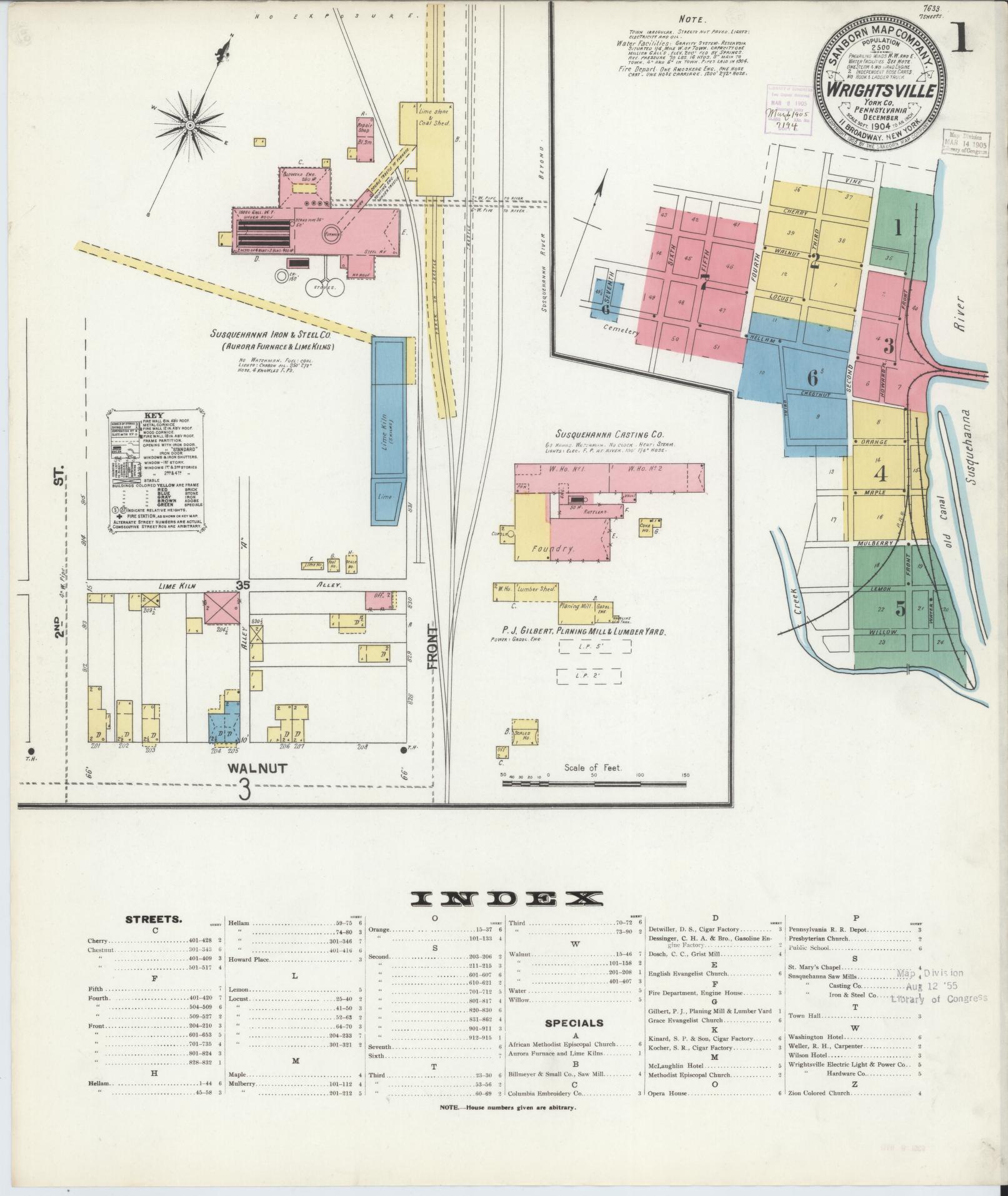 Sanborn Fire Insurance Map from Wrightsville, York County, Pennsylvania. (1904) – Historic Sanborn Fire Insurance Map Print
