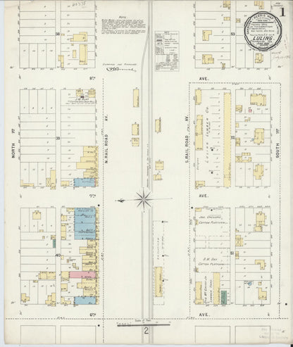 Sanborn Fire Insurance Map from Luling, Caldwell County, Texas (1896), Sheet #0001 - Historic Sanborn Fire Insurance Map Print, vintage old map wall art, antique decor, genealogy gift, Texas Texas map
