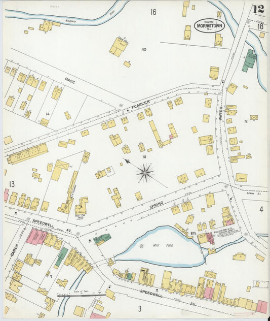 Sanborn Fire Insurance Map from Morristown, Morris County, New Jersey (1901), Sheet #0012 - Historic Sanborn Fire Insurance Map Print, vintage old map wall art, antique decor, genealogy gift, New Jersey New Jersey map
