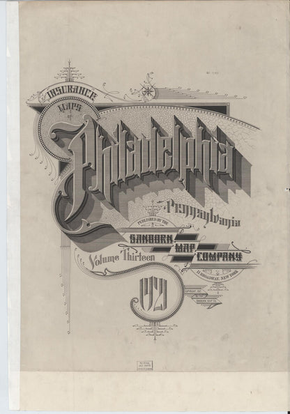 Sanborn Fire Insurance Map from Philadelphia, Philadelphia County, Pennsylvania (1921), Sheet #0001 - Historic Sanborn Fire Insurance Map Print, vintage old map wall art, antique decor, genealogy gift, Pennsylvania Pennsylvania map