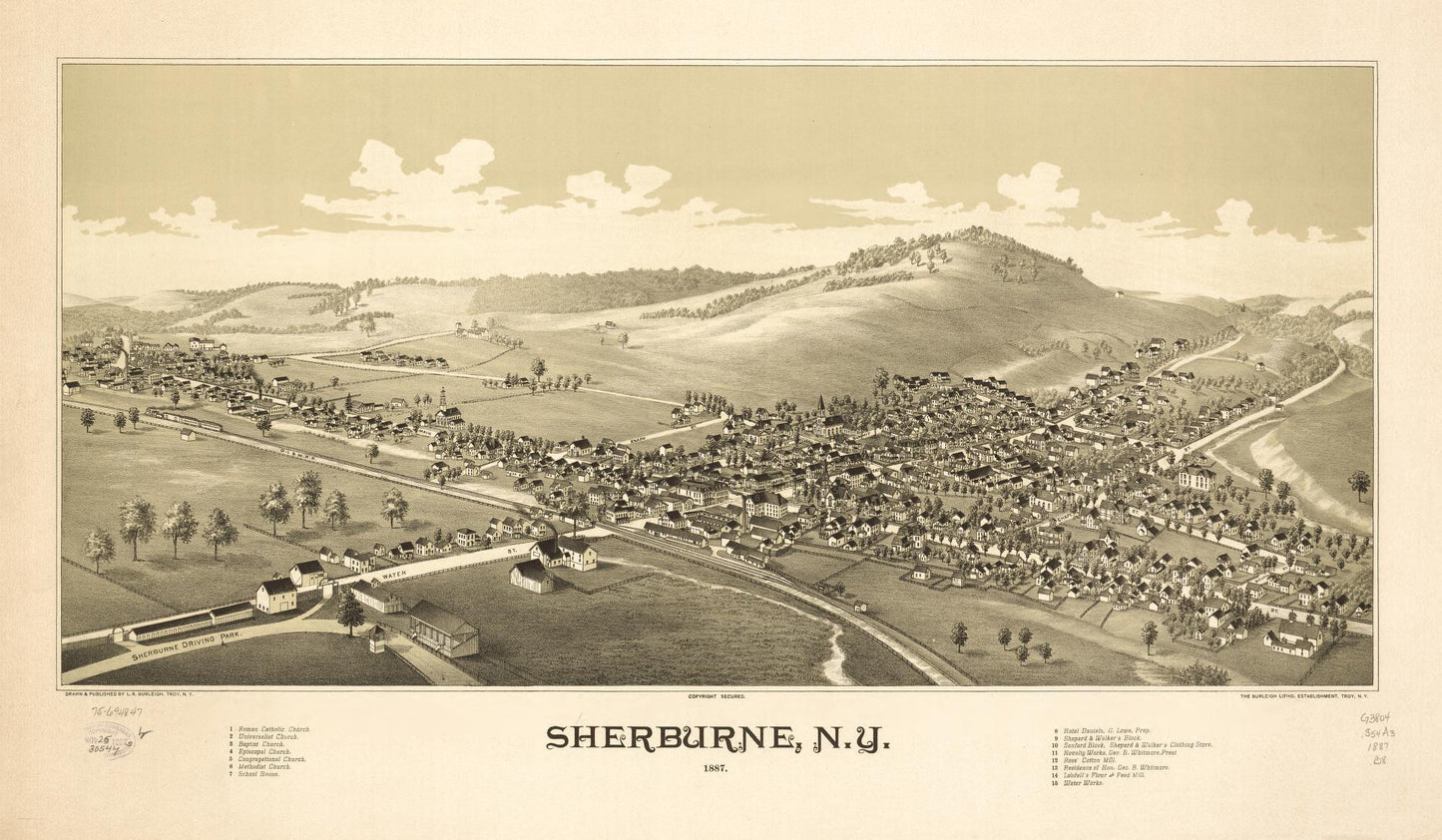 Sherburne, N.Y. 1887. (1887) – Historic Bird’s-Eye View Panorama Print