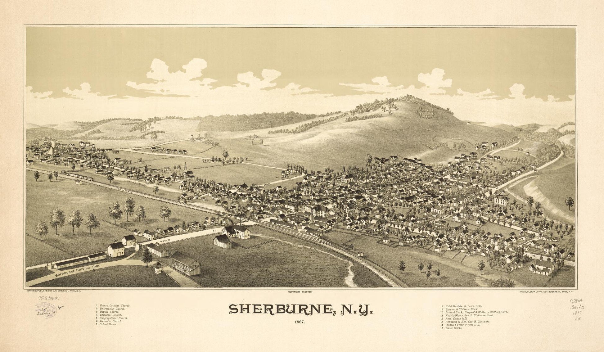 Sherburne, N.Y. 1887. (1887) – Historic Bird’s-Eye View Panorama Print