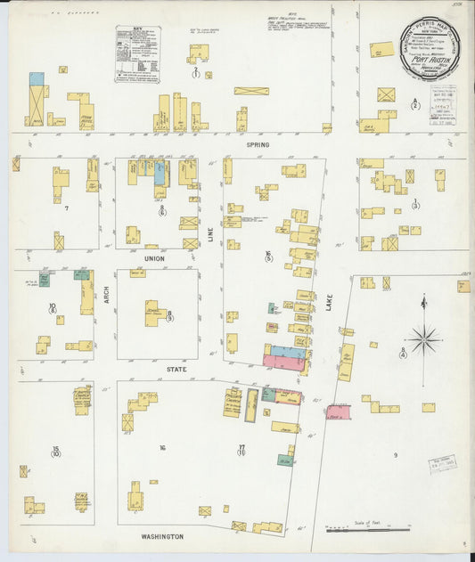 Sanborn Fire Insurance Map from Port Austin, Huron County, Michigan (1900), Sheet #0001 - Historic Sanborn Fire Insurance Map Print, vintage old map wall art, antique decor, genealogy gift, Michigan Michigan map