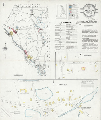 Sanborn Fire Insurance Map from Cumberland, Providence County, Rhode Island (1934), Sheet #0001 - Complete Map Set gallery image, historic Sanborn map, vintage wall art, Rhode Island Rhode Island