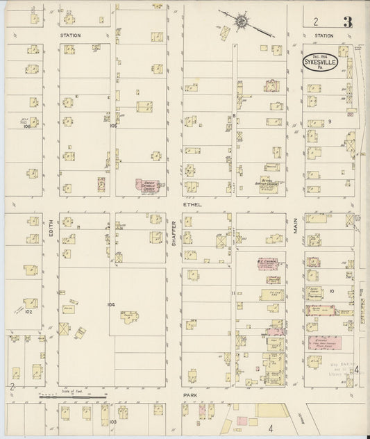 Sanborn Fire Insurance Map from Sykesville, Jefferson County, Pennsylvania (1914), Sheet #0003 - Historic Sanborn Fire Insurance Map Print, vintage old map wall art, antique decor, genealogy gift, Pennsylvania Pennsylvania map