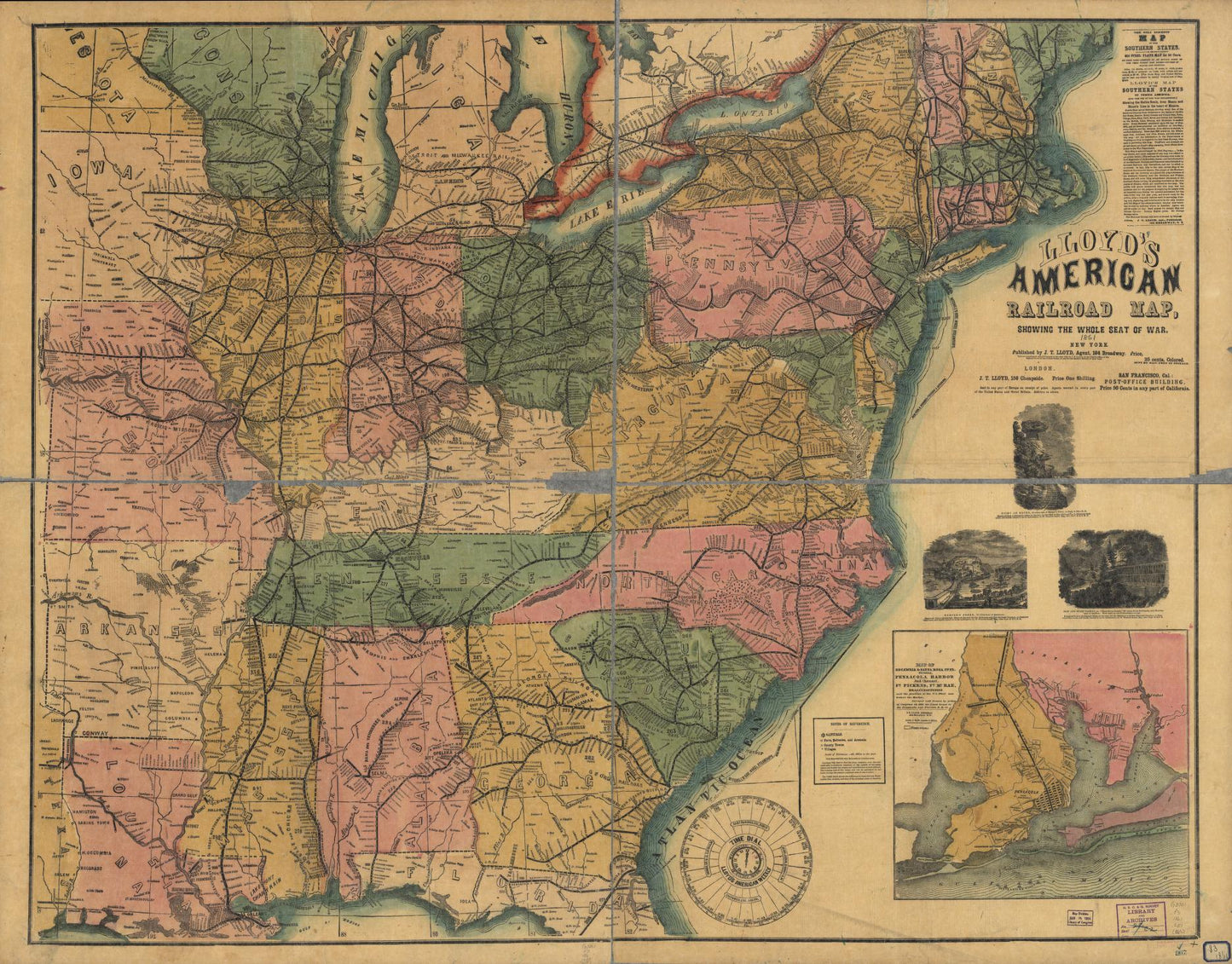 Lloyd's American railroad map, showing the whole seat of the war. Civil War Map (1861) - Historic Battlefield Map Reprint