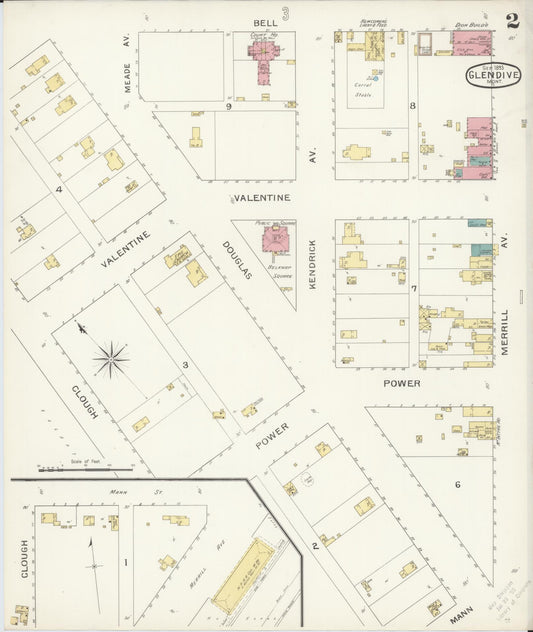 Sanborn Fire Insurance Map from Glendive, Dawson County, Montana (1893), Sheet #0002 - Historic Sanborn Fire Insurance Map Print, vintage old map wall art, antique decor, genealogy gift, Montana Montana map