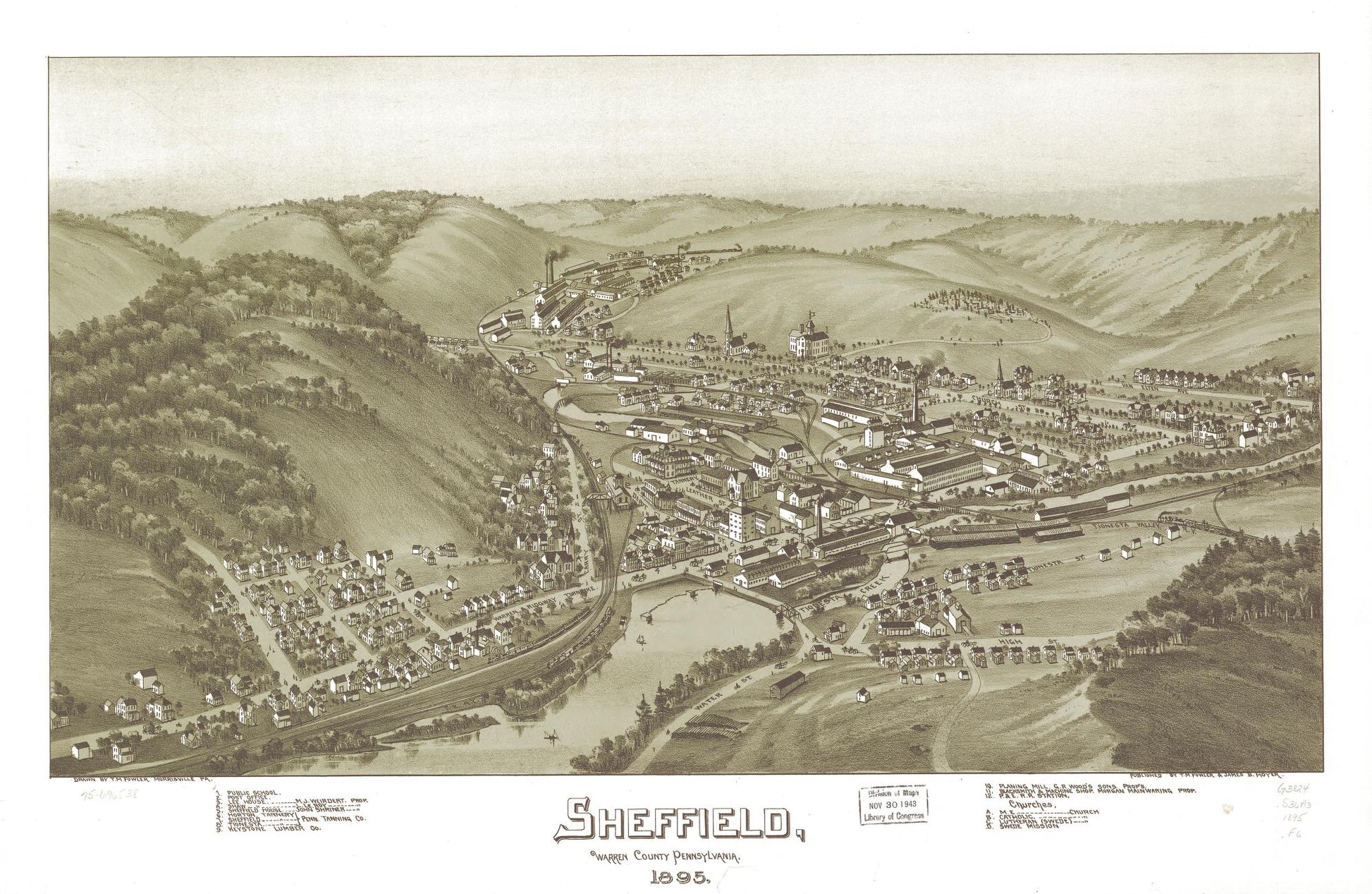 Sheffield, Warren County, Pennsylvania, 1895. (1895) – Historic Bird’s-Eye View Panorama Print