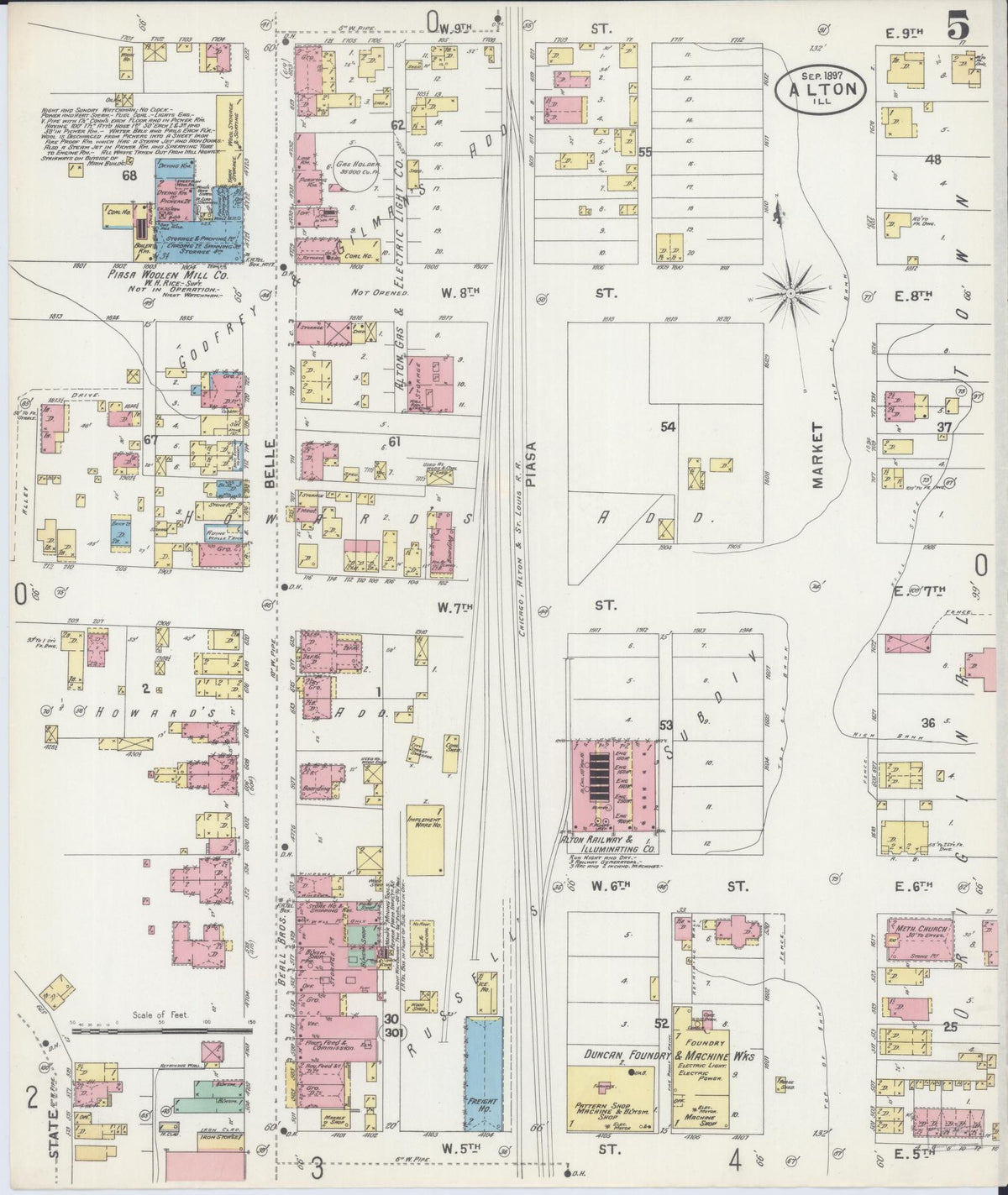 Sanborn Fire Insurance Map from Alton, Madison County, Illinois (1897), Sheet #0005 - Complete Map Set gallery image, historic Sanborn map, vintage wall art, Illinois Illinois