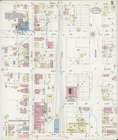 Sanborn Fire Insurance Map from Alton, Madison County, Illinois (1897), Sheet #0005 - Complete Map Set gallery image, historic Sanborn map, vintage wall art, Illinois Illinois