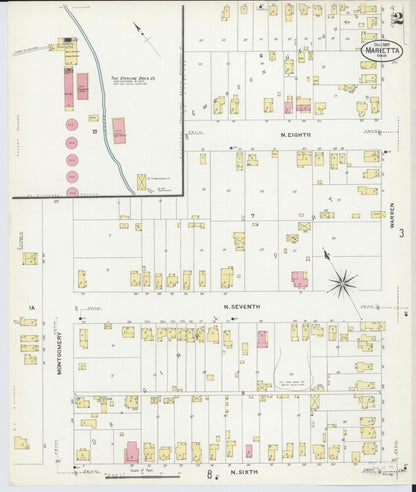 Sanborn Fire Insurance Map from Marietta, Washington County, Ohio (1907), Sheet #0002 - Complete Map Set gallery image, historic Sanborn map, vintage wall art, Ohio Ohio