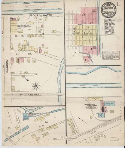 Sanborn Fire Insurance Map from Newport, Perry County, Pennsylvania (1884), Sheet #0001 - Complete Map Set gallery image, historic Sanborn map, vintage wall art, Pennsylvania Pennsylvania
