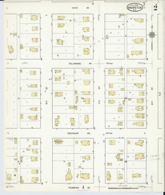 Sanborn Fire Insurance Map from Wahpeton, Richland County, North Dakota (1916), Sheet #0002 - Historic Sanborn Fire Insurance Map Print, vintage old map wall art, antique decor, genealogy gift, North Dakota North Dakota map