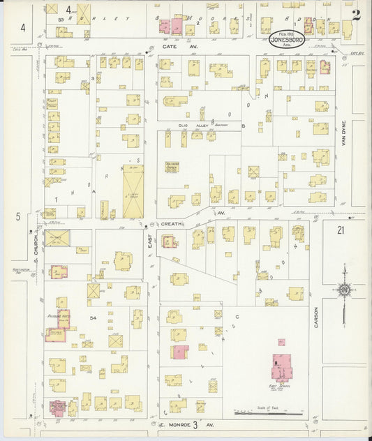 Sanborn Fire Insurance Map from Jonesboro, Craighead County, Arkansas (1913), Sheet #0002 - Historic Sanborn Fire Insurance Map Print, vintage old map wall art, antique decor, genealogy gift, Arkansas Arkansas map