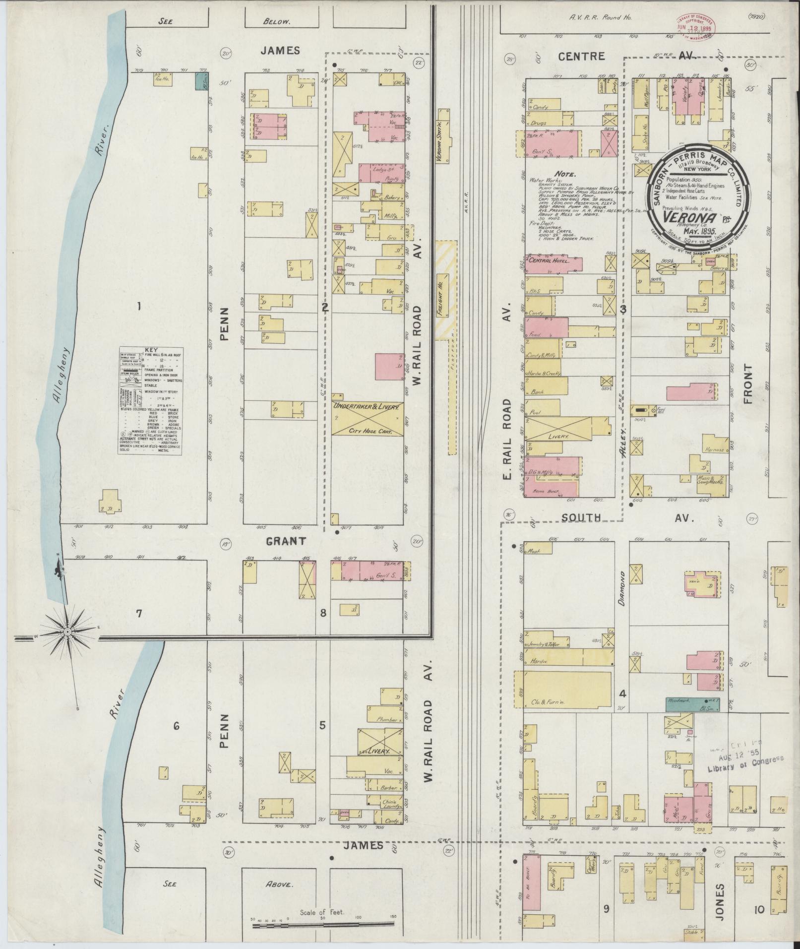 Sanborn Fire Insurance Map from Verona, Allegheny County, Pennsylvania. (1895) – Historic Sanborn Fire Insurance Map Print