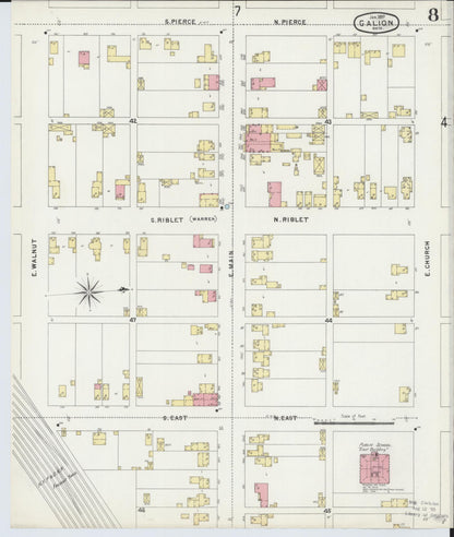 Sanborn Fire Insurance Map from Galion, Crawford County, Ohio (1897), Sheet #0008 - Historic Sanborn Fire Insurance Map Print, vintage old map wall art, antique decor, genealogy gift, Ohio Ohio map