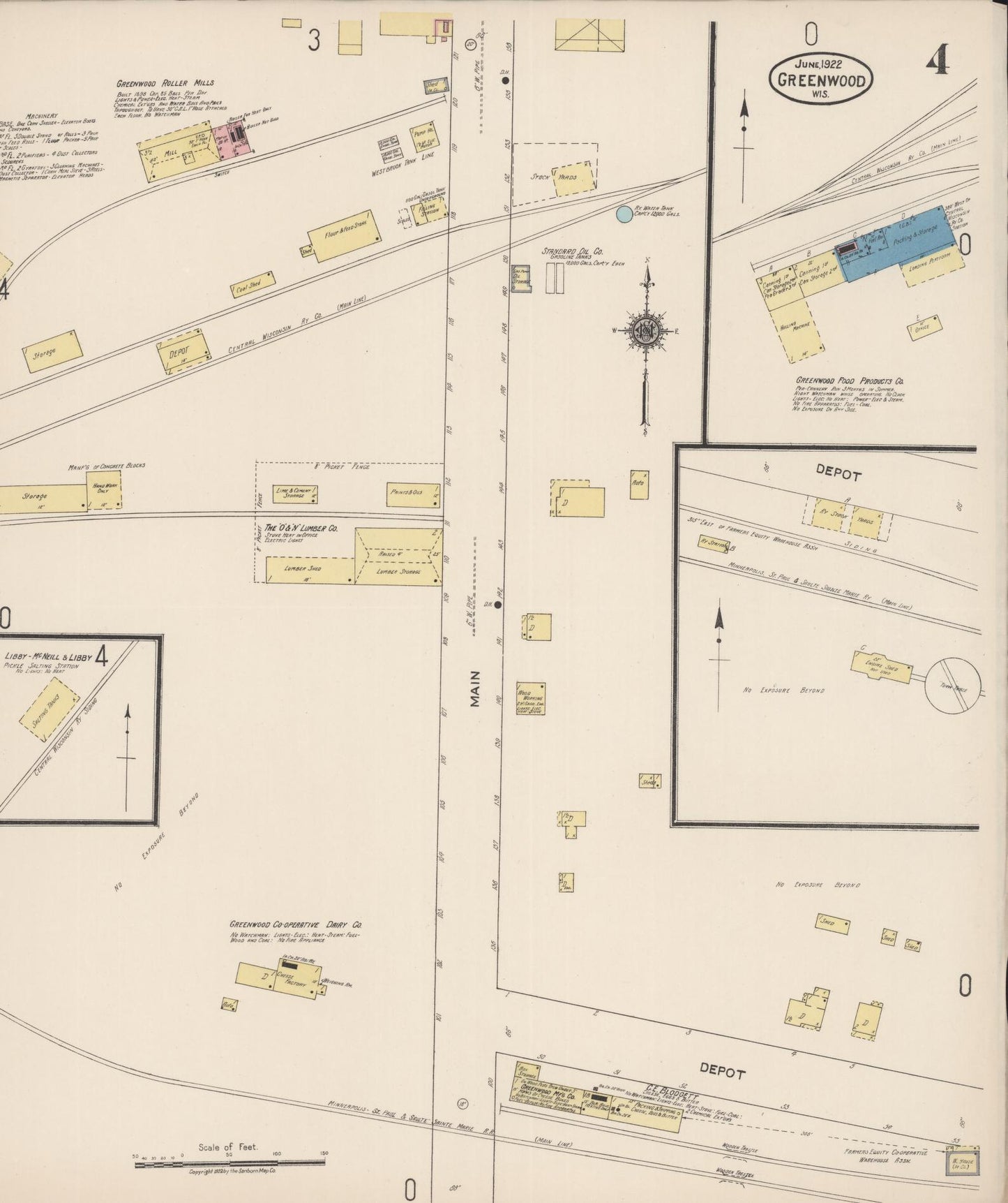 Sanborn Fire Insurance Map from Greenwood, Clark County, Wisconsin (1922), Sheet #0004 - Complete Map Set gallery image, historic Sanborn map, vintage wall art, Wisconsin Wisconsin