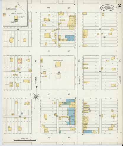Sanborn Fire Insurance Map from Chandler, Lincoln County, Oklahoma (1898), Sheet #0002 - Complete Map Set gallery image, historic Sanborn map, vintage wall art, Oklahoma Oklahoma