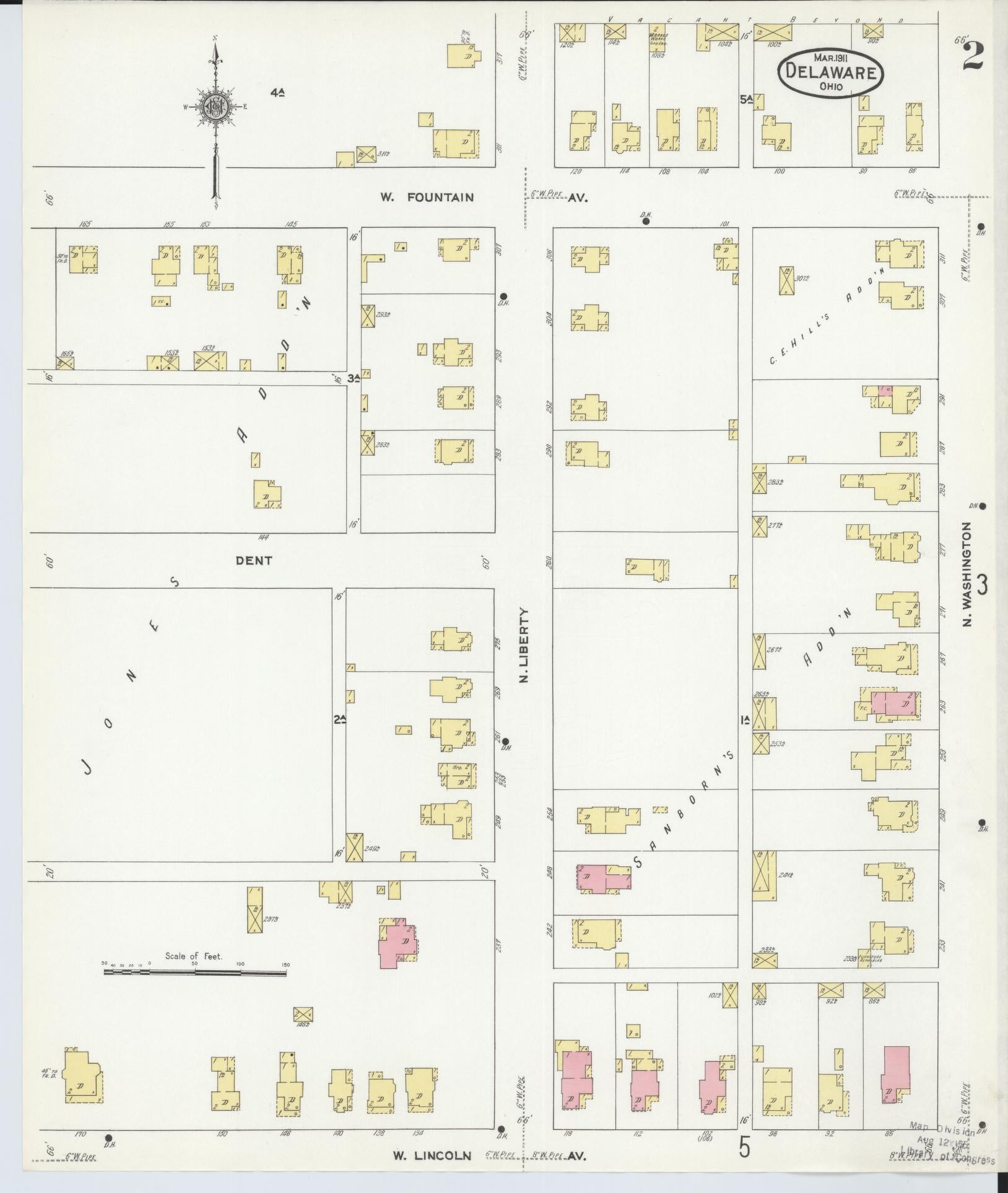 Sanborn Fire Insurance Map from Delaware, Delaware County, Ohio (1911), Sheet #0002 - Complete Map Set gallery image, historic Sanborn map, vintage wall art, Sanborn Fire Insurance Map from Delaware Delaware