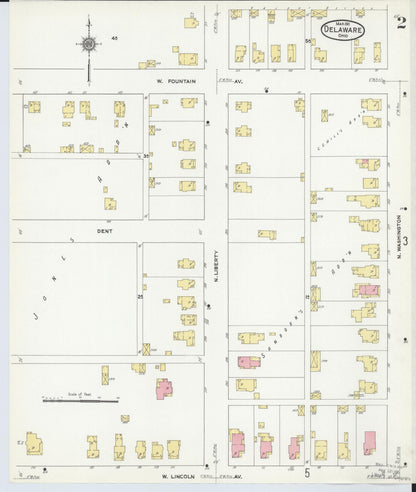 Sanborn Fire Insurance Map from Delaware, Delaware County, Ohio (1911), Sheet #0002 - Complete Map Set gallery image, historic Sanborn map, vintage wall art, Sanborn Fire Insurance Map from Delaware Delaware