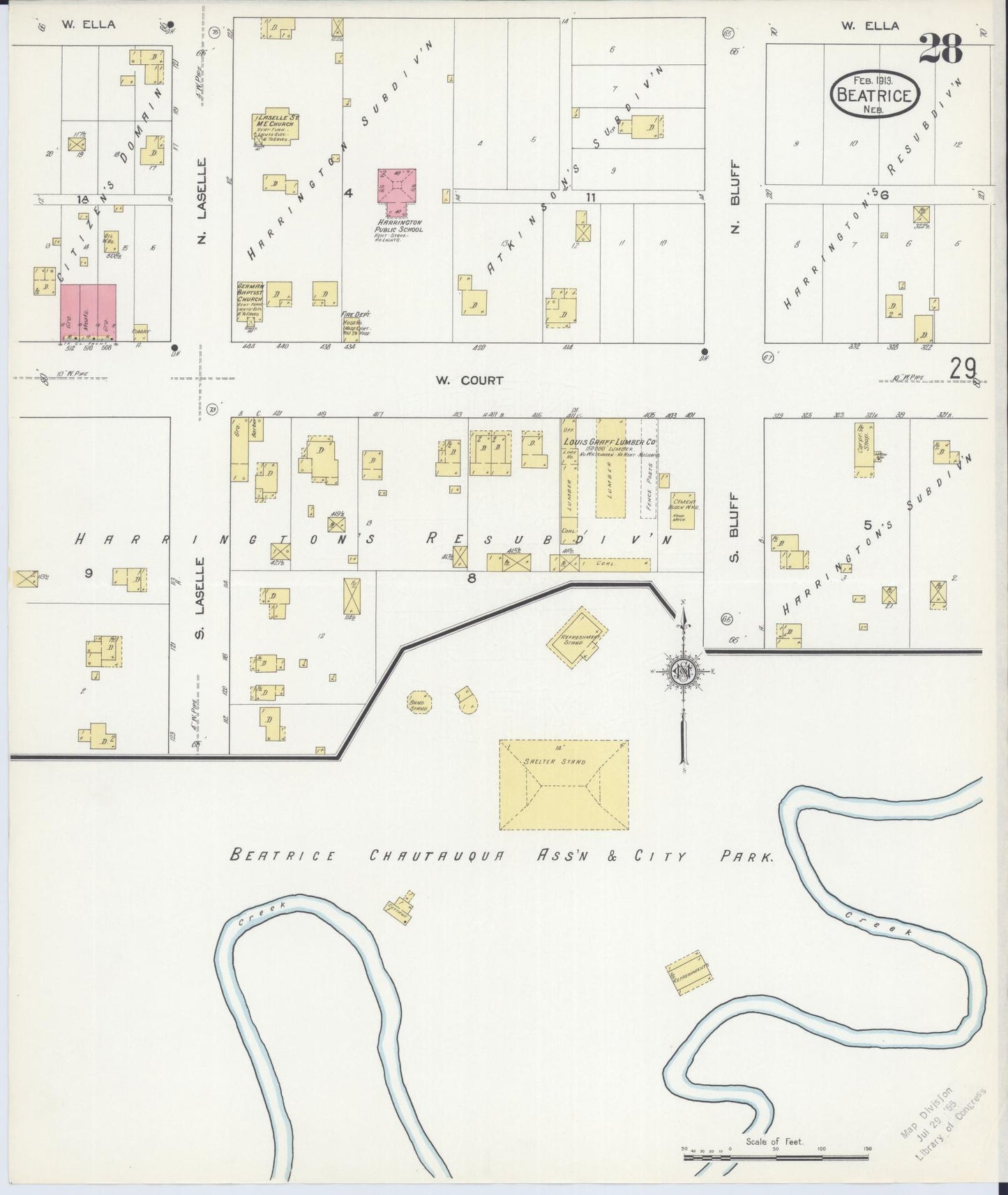 Sanborn Fire Insurance Map from Beatrice, Gage County, Nebraska (1913), Sheet #0028 - Complete Map Set gallery image, historic Sanborn map, vintage wall art, Nebraska Nebraska