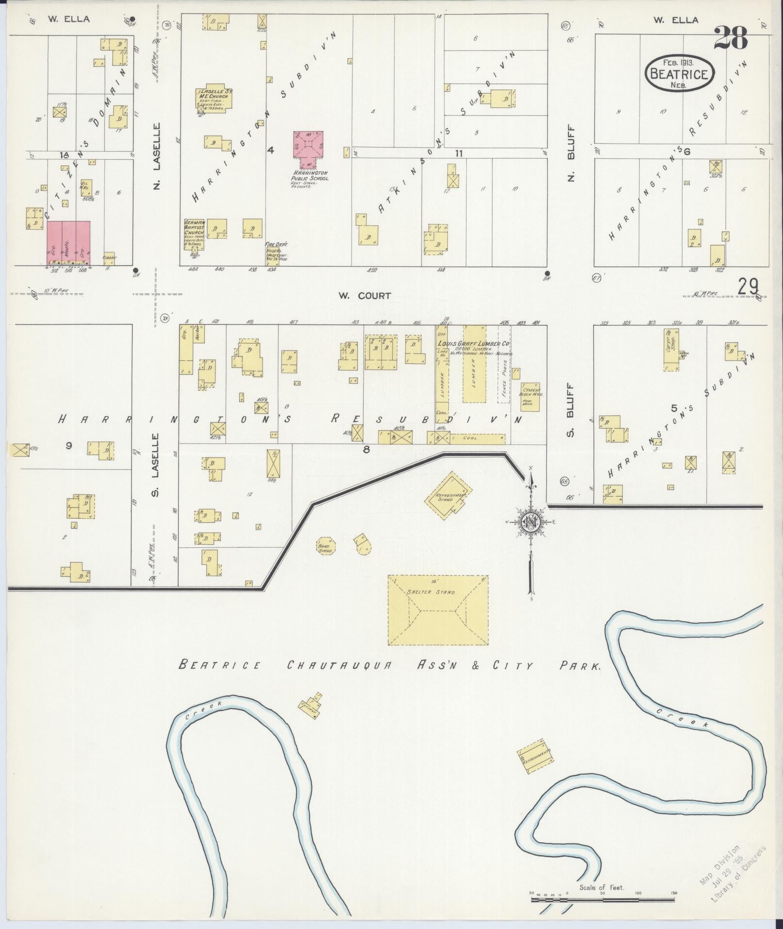 Sanborn Fire Insurance Map from Beatrice, Gage County, Nebraska (1913), Sheet #0028 - Complete Map Set gallery image, historic Sanborn map, vintage wall art, Nebraska Nebraska
