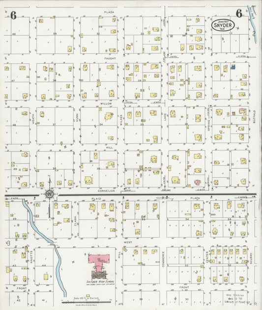 Sanborn Fire Insurance Map from Snyder, Scurry County, Texas (1927), Sheet #0006 - Historic Sanborn Fire Insurance Map Print, vintage old map wall art, antique decor, genealogy gift, Texas Texas map