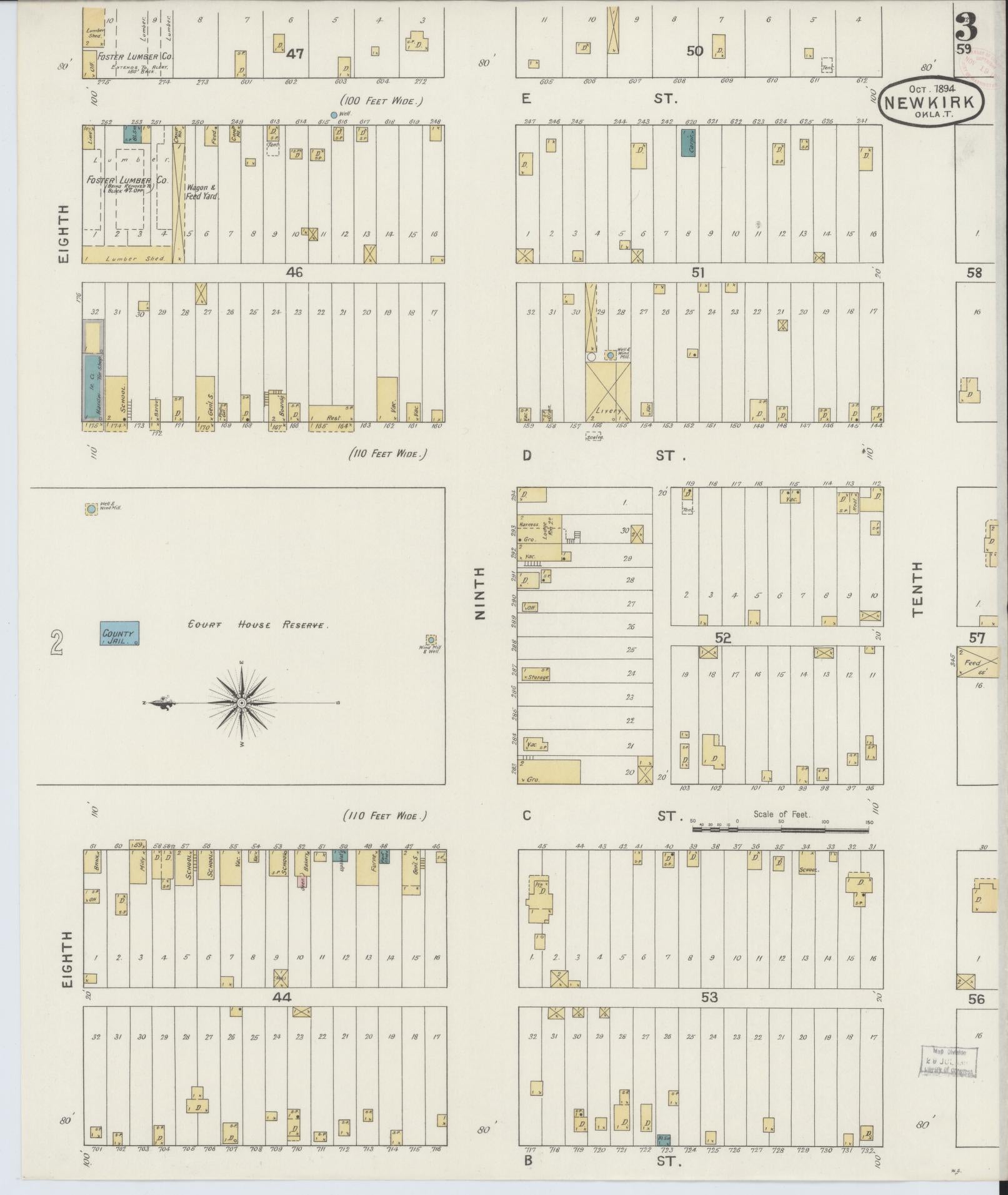 Sanborn Fire Insurance Map from Newkirk, Kay County, Oklahoma (1894), Sheet #0003 - Complete Map Set gallery image, historic Sanborn map, vintage wall art, Oklahoma Oklahoma