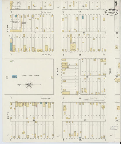Sanborn Fire Insurance Map from Newkirk, Kay County, Oklahoma (1894), Sheet #0003 - Complete Map Set gallery image, historic Sanborn map, vintage wall art, Oklahoma Oklahoma