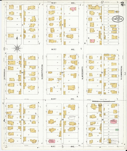 Sanborn Fire Insurance Map from Emporia, Lyon County, Kansas (1899), Sheet #0002 - Complete Map Set gallery image, historic Sanborn map, vintage wall art, Kansas Kansas