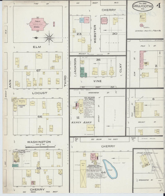 Sanborn Fire Insurance Map from Chillicothe, Livingston County, Missouri (1885), Sheet #0004 - Historic Sanborn Fire Insurance Map Print, vintage old map wall art, antique decor, genealogy gift, Missouri Missouri map