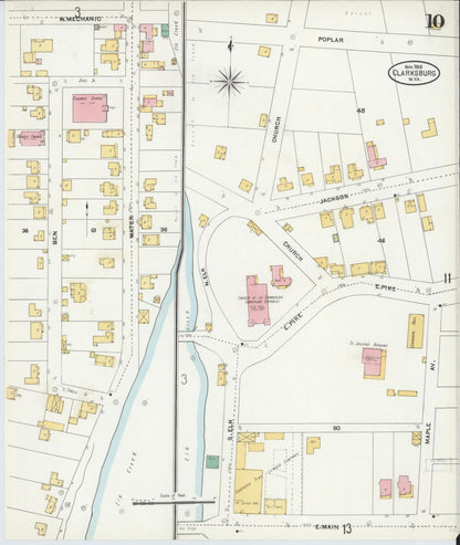 Sanborn Fire Insurance Map from Clarksburg, Harrison County, West Virginia (1905), Sheet #0010 - Complete Map Set gallery image, historic Sanborn map, vintage wall art, West Virginia West Virginia