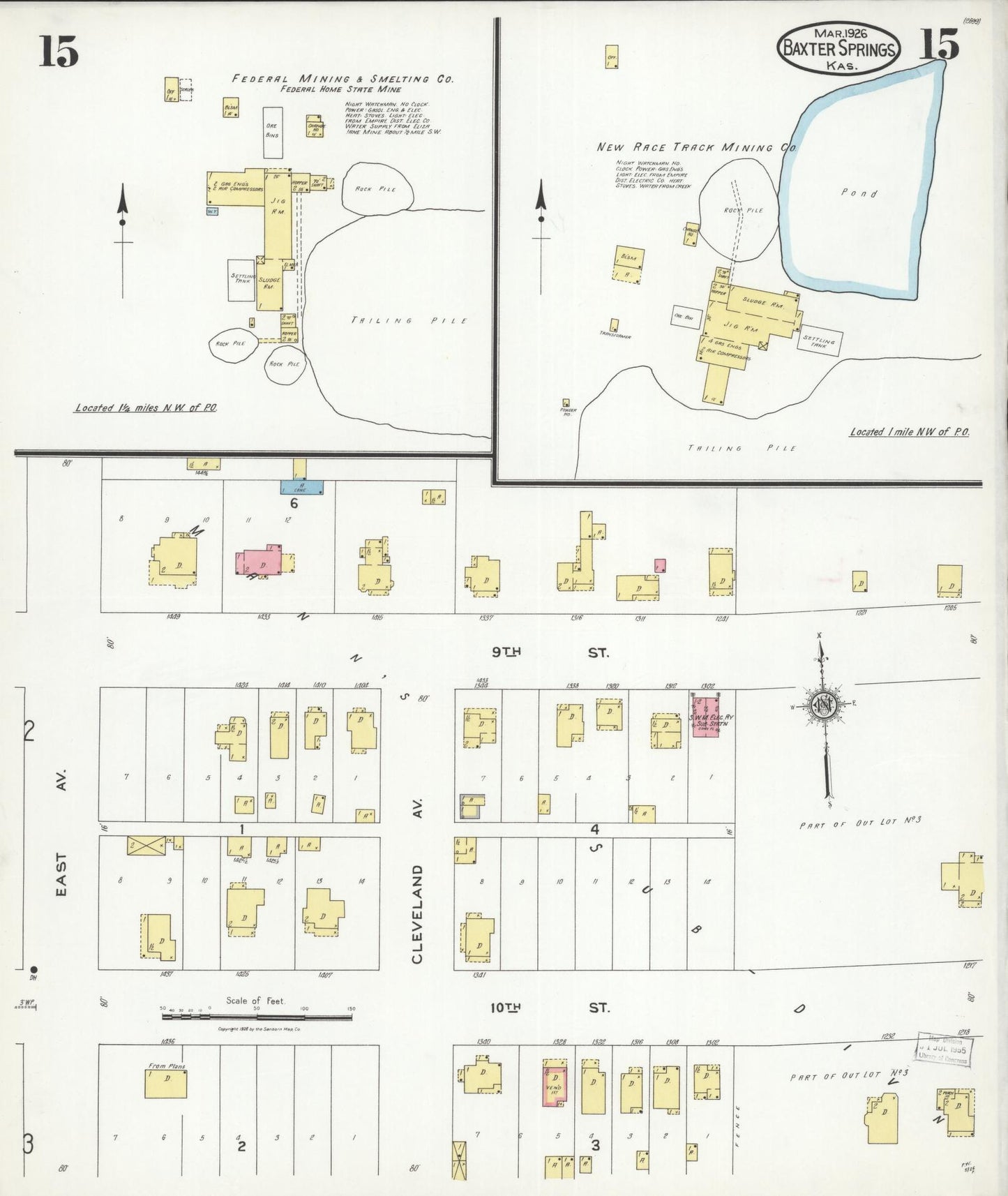 Sanborn Fire Insurance Map from Baxter Springs, Cherokee County, Kansas (1926), Sheet #0015 - Complete Map Set gallery image, historic Sanborn map, vintage wall art, Kansas Kansas